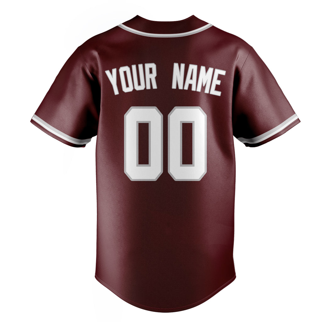 Personalized Burgundy & White Color Fan Baseball Jersey