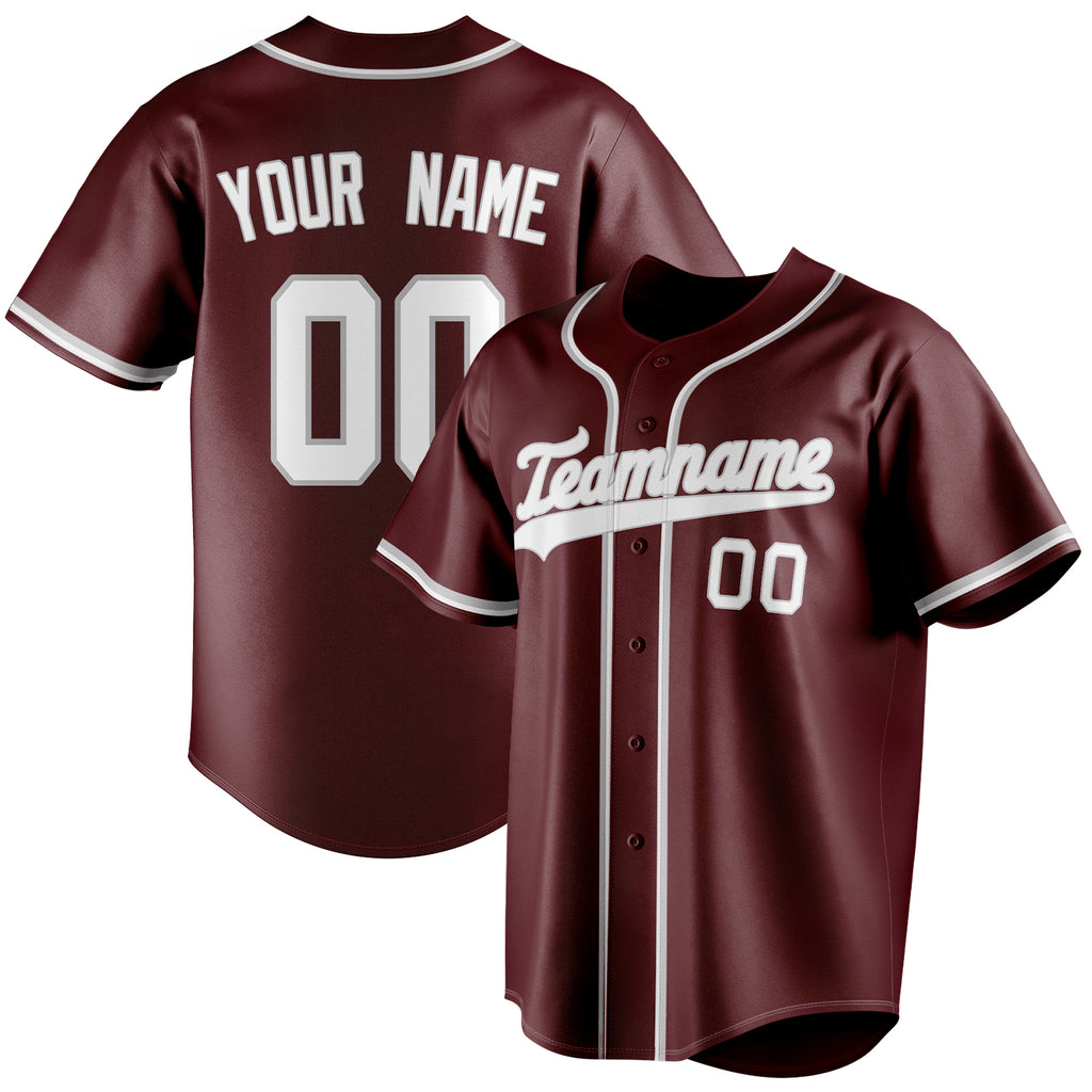 Personalized Burgundy & White Color Fan Baseball Jersey BB01240528CK090
