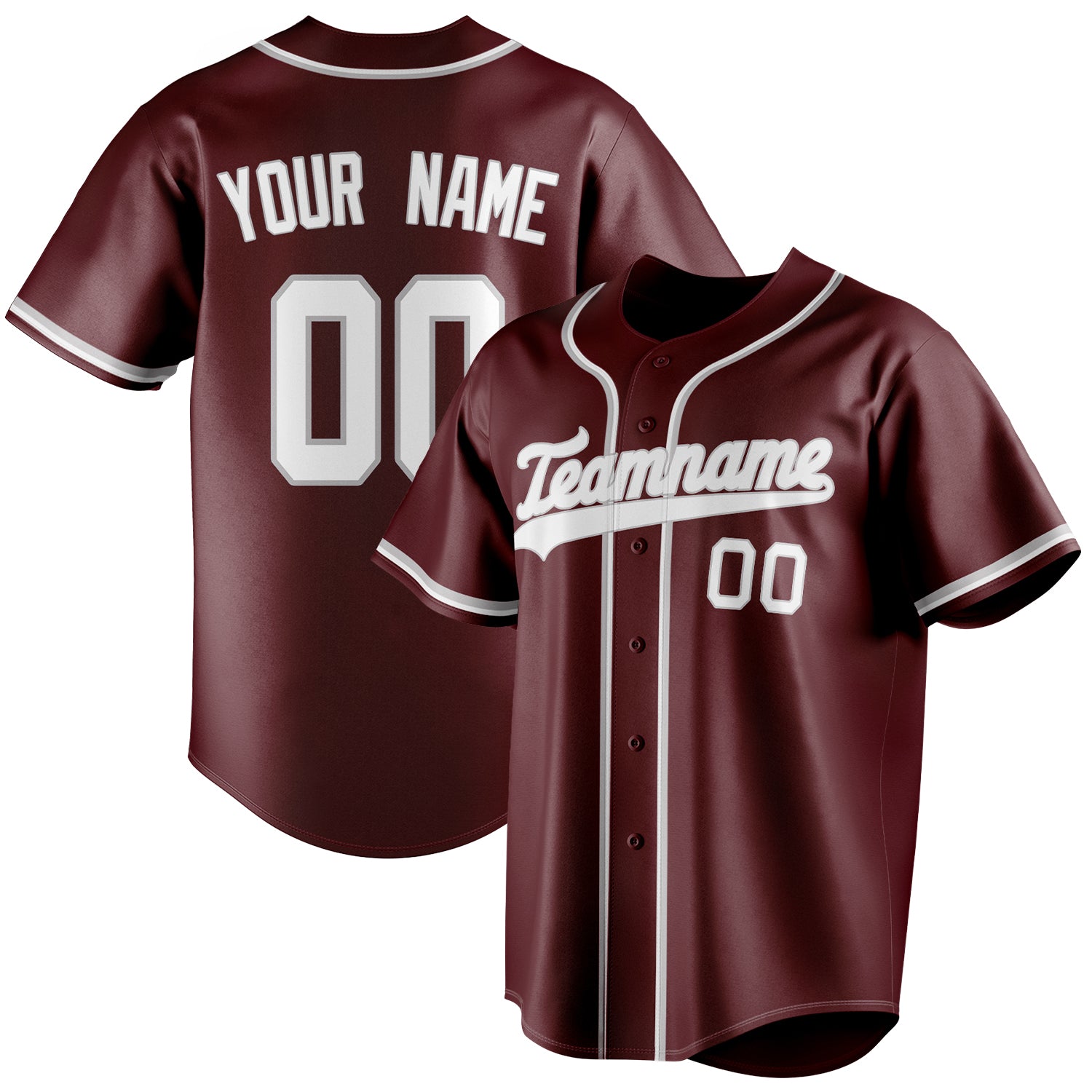 Personalized Burgundy & White Color Fan Baseball Jersey BB01240528CK090
