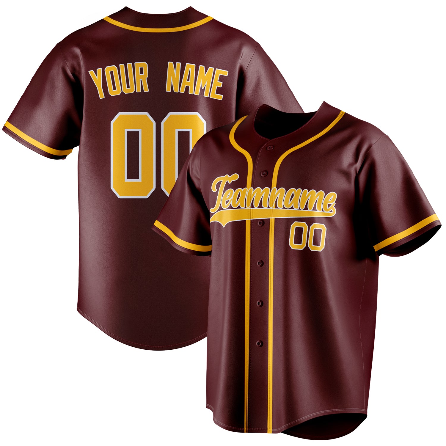 Personalized Burgundy & Gold Color Fan Baseball Jersey BB01240528CK091