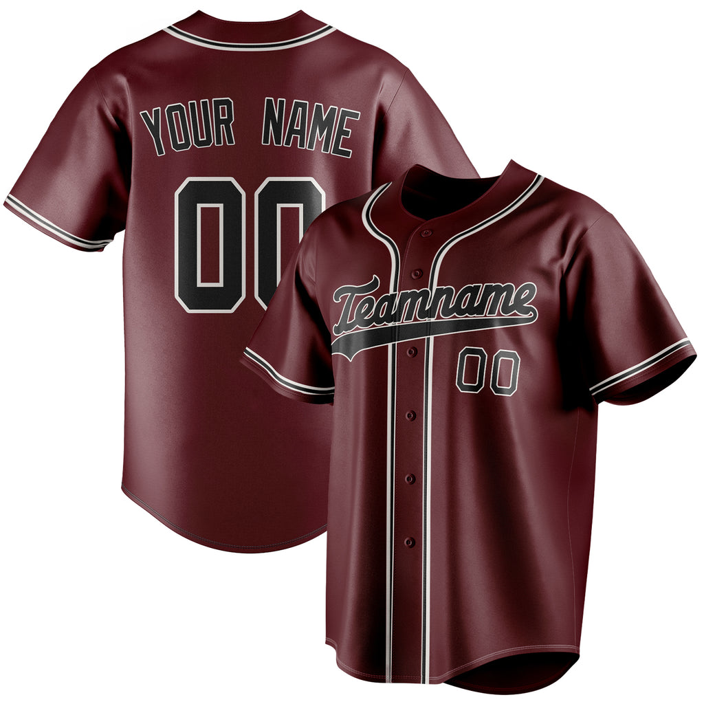 Personalized Burgundy & Black Color Fan Baseball Jersey BB01240528CK092