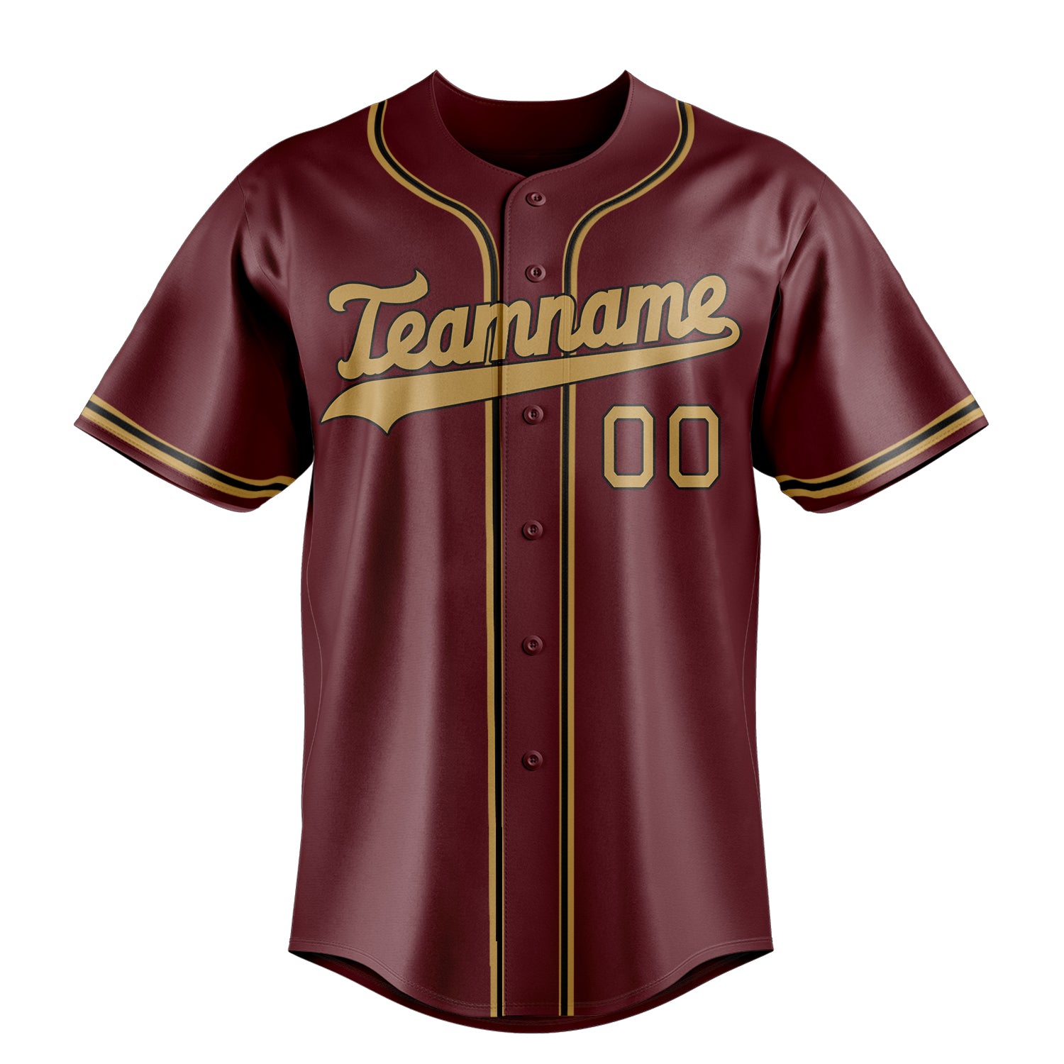 Personalized Burgundy & Old Gold Color Fan Baseball Jersey