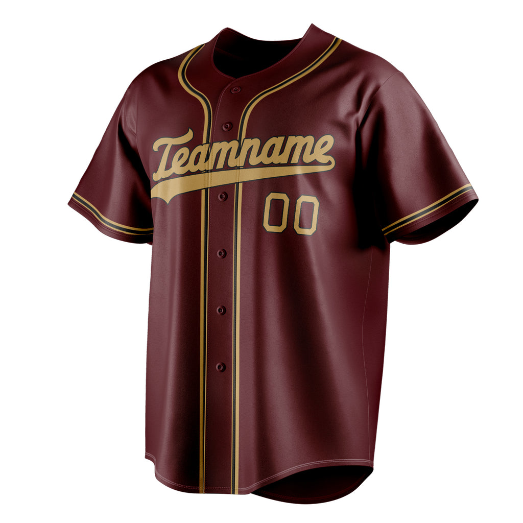 Personalized Burgundy & Old Gold Color Fan Baseball Jersey