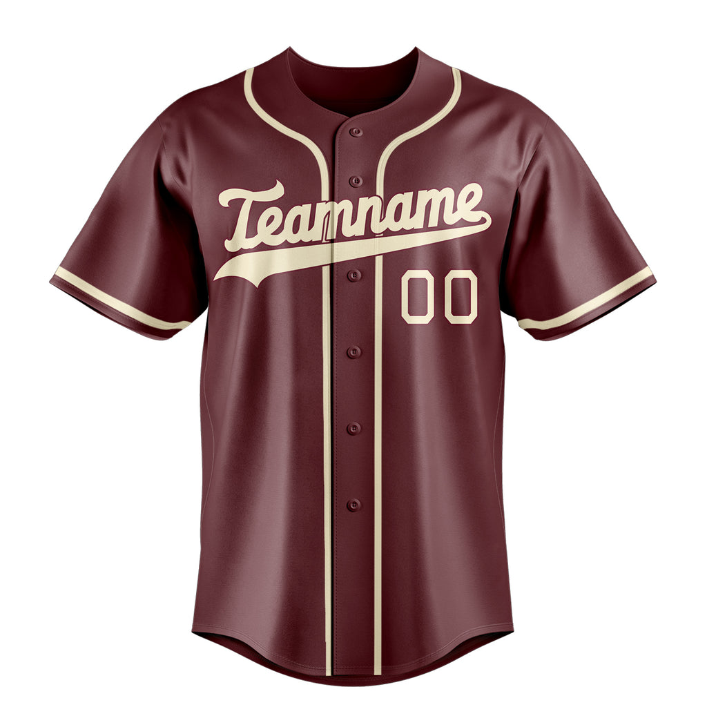 Personalized Burgundy & White Color Fan Baseball Jersey