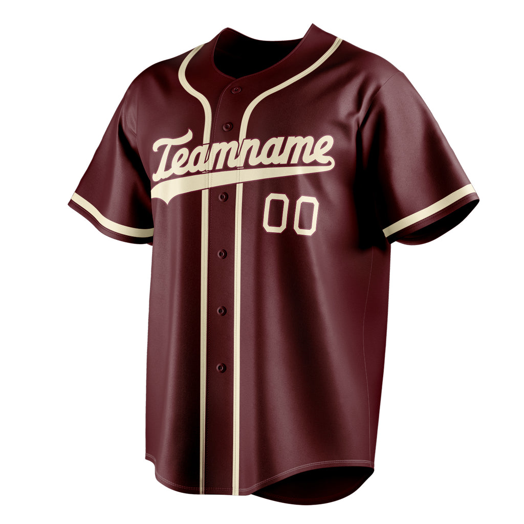 Personalized Burgundy & White Color Fan Baseball Jersey