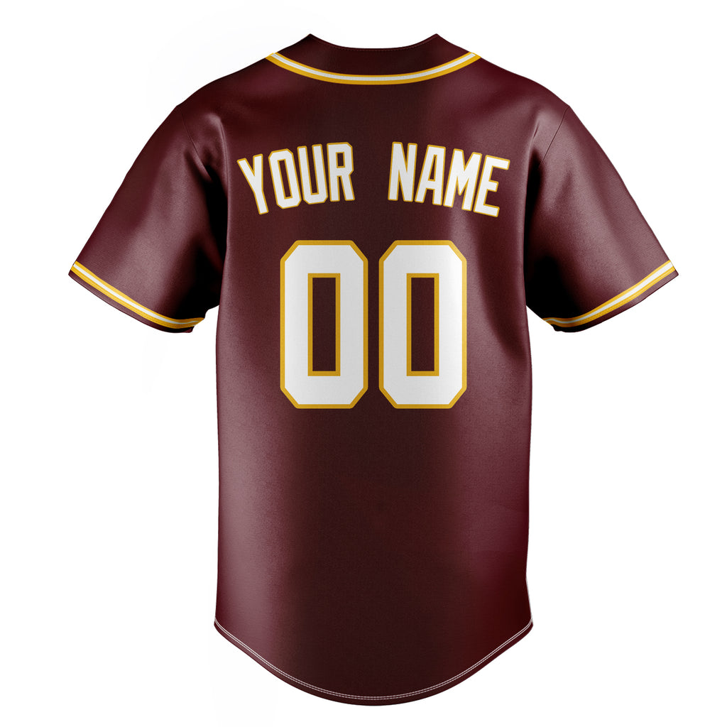 Personalized Burgundy & White Color Fan Baseball Jersey