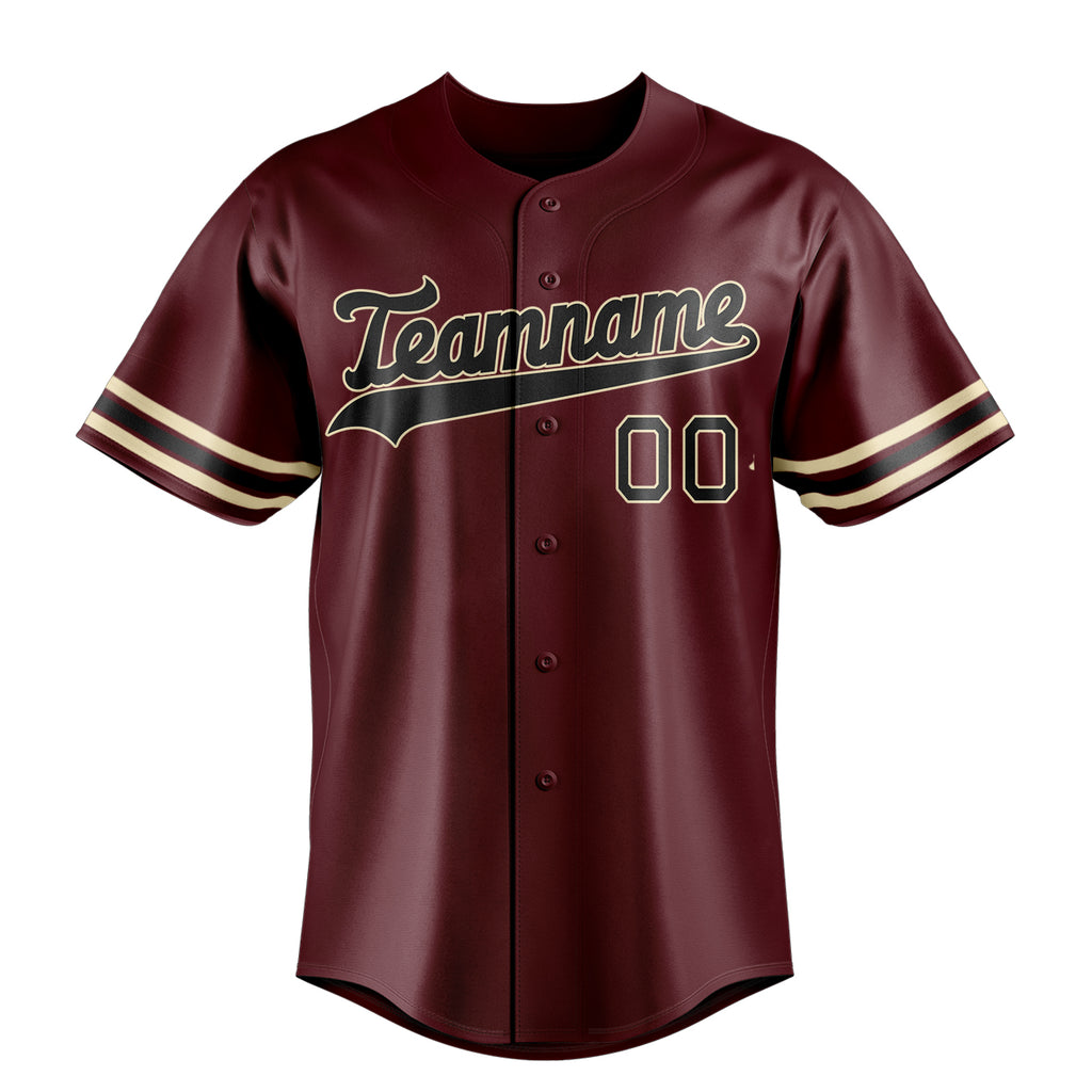 Personalized Burgundy & Black Color Fan Baseball Jersey