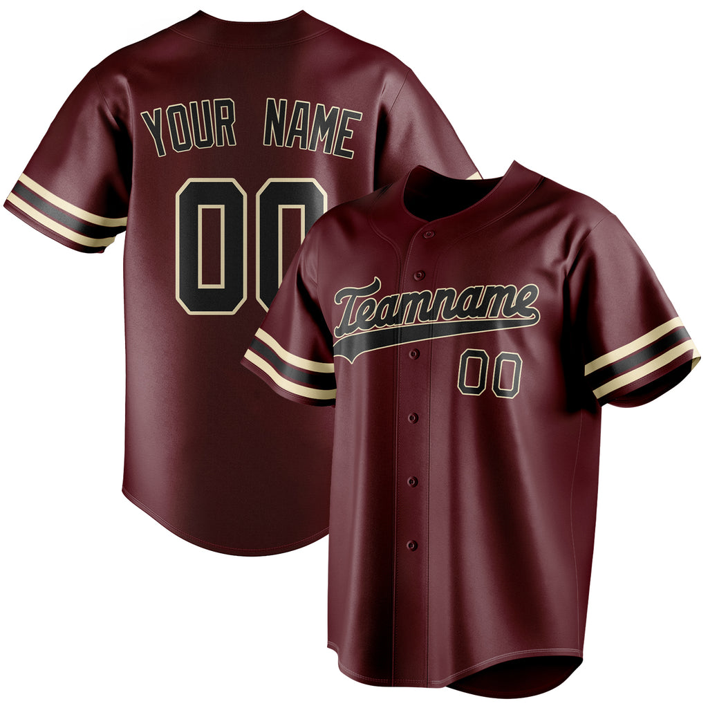 Personalized Burgundy & Black Color Fan Baseball Jersey BB01240528CK097