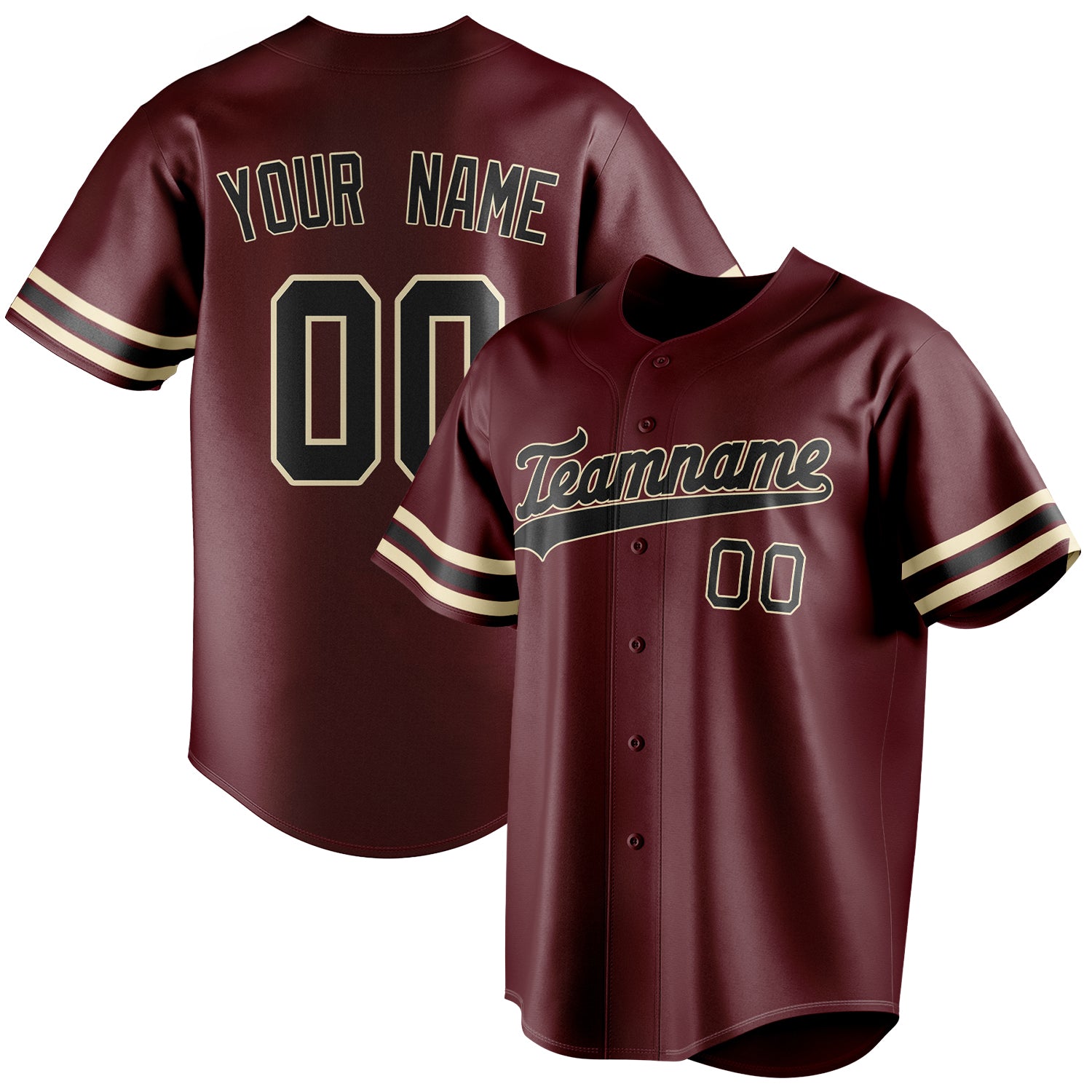 Personalized Burgundy & Black Color Fan Baseball Jersey BB01240528CK097