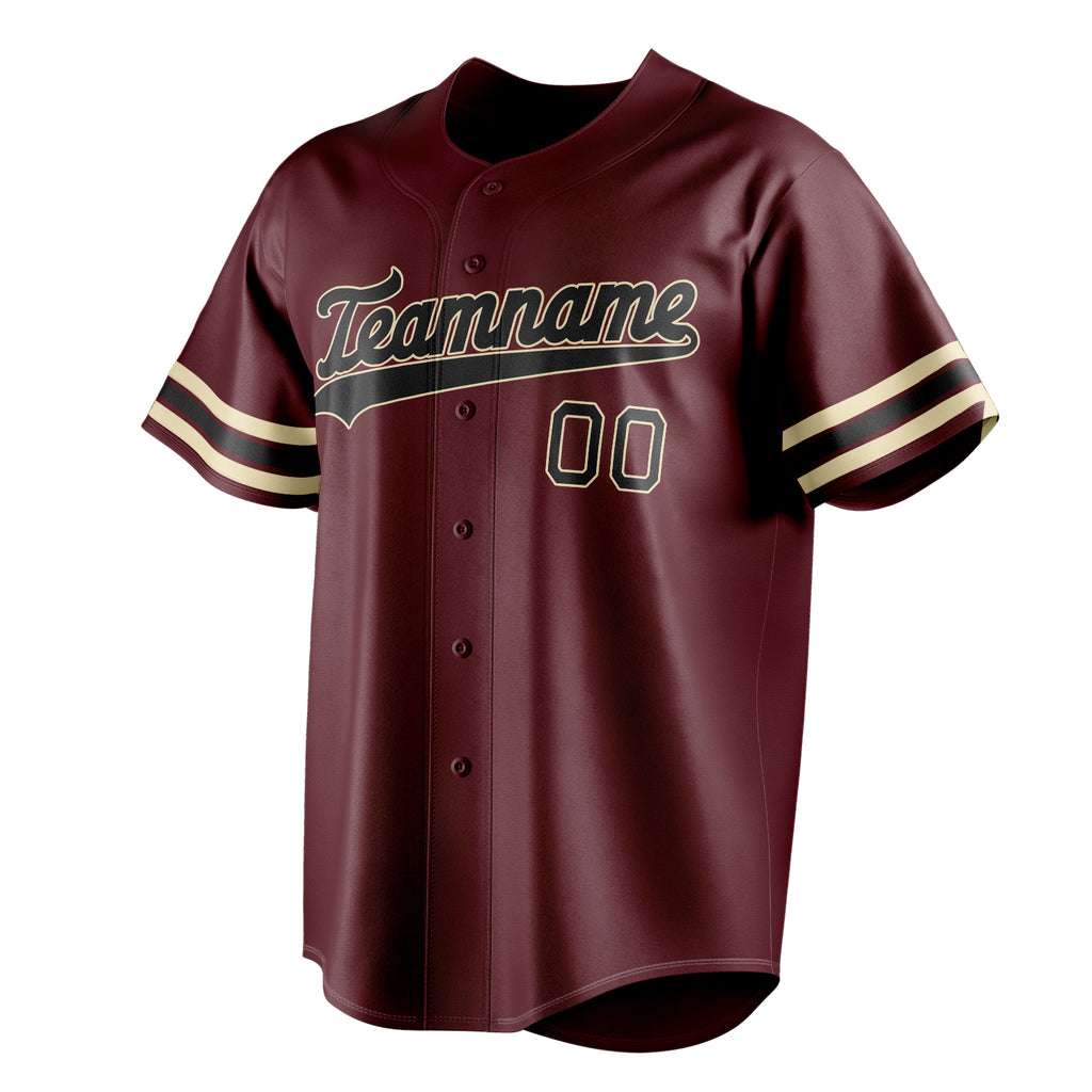 Personalized Burgundy & Black Color Fan Baseball Jersey