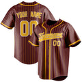 Personalized Burgundy & Gold Gold Pinstripe Fan Baseball Jersey BB01240528CK098