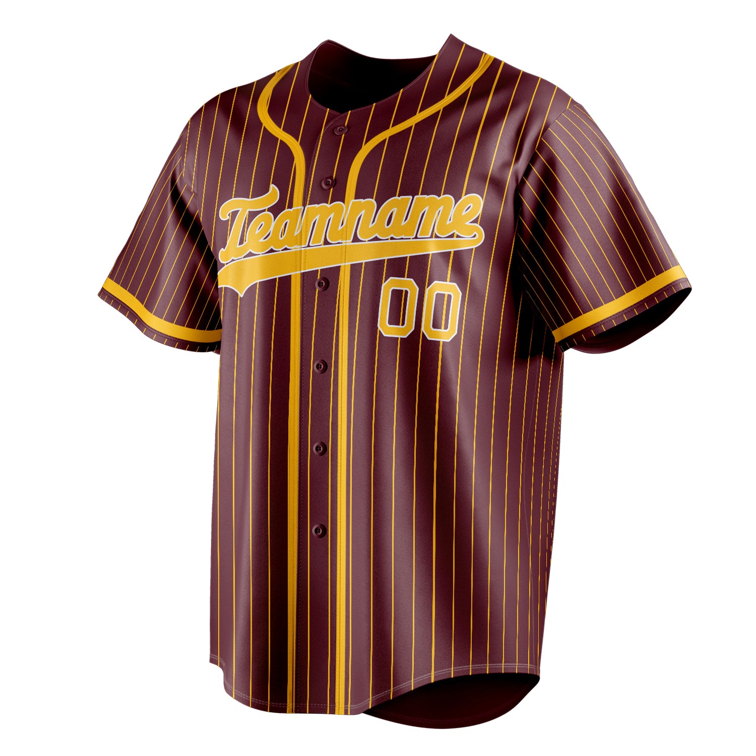 Personalized Burgundy & Gold Gold Pinstripe Fan Baseball Jersey
