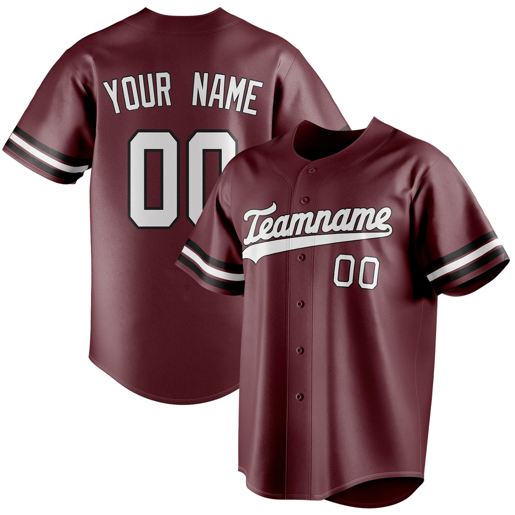 Personalized Burgundy & White Color Fan Baseball Jersey BB01240528CK101