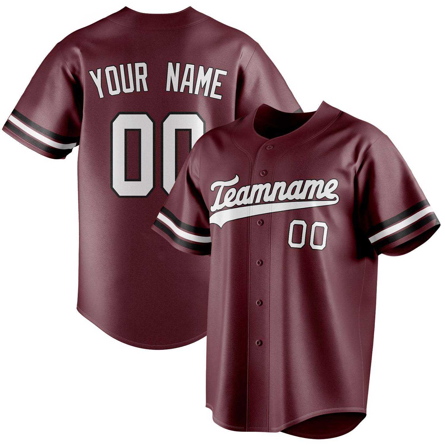 Personalized Burgundy & White Color Fan Baseball Jersey BB01240528CK101