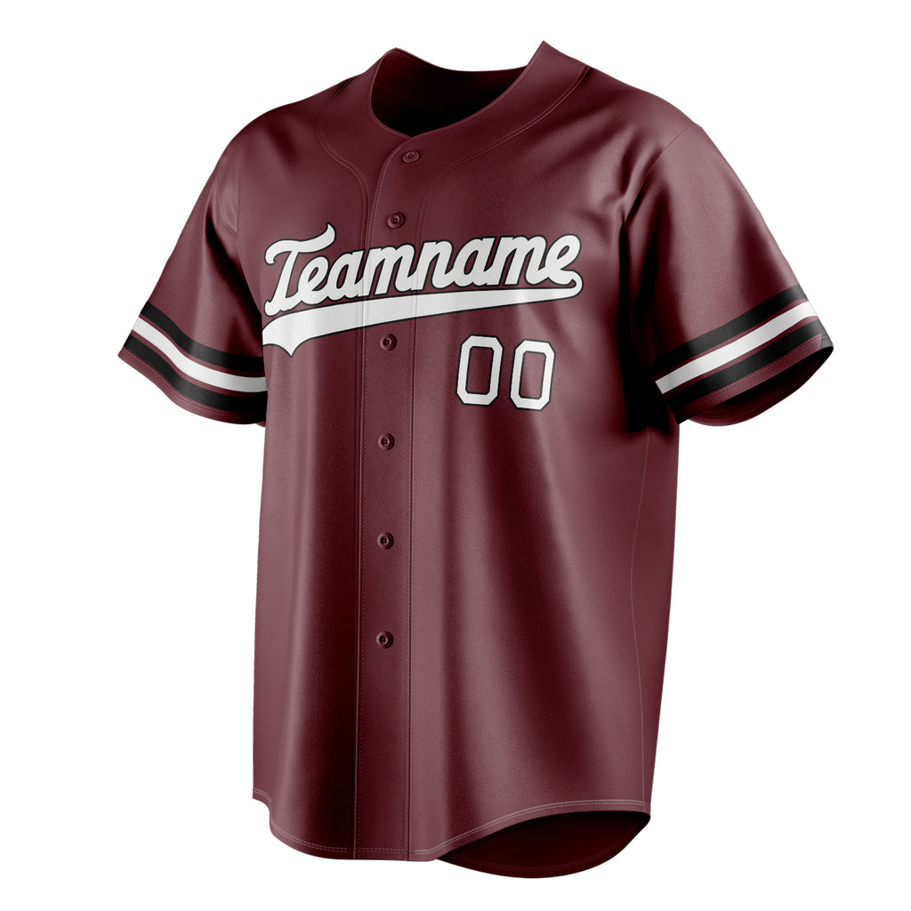 Personalized Burgundy & White Color Fan Baseball Jersey