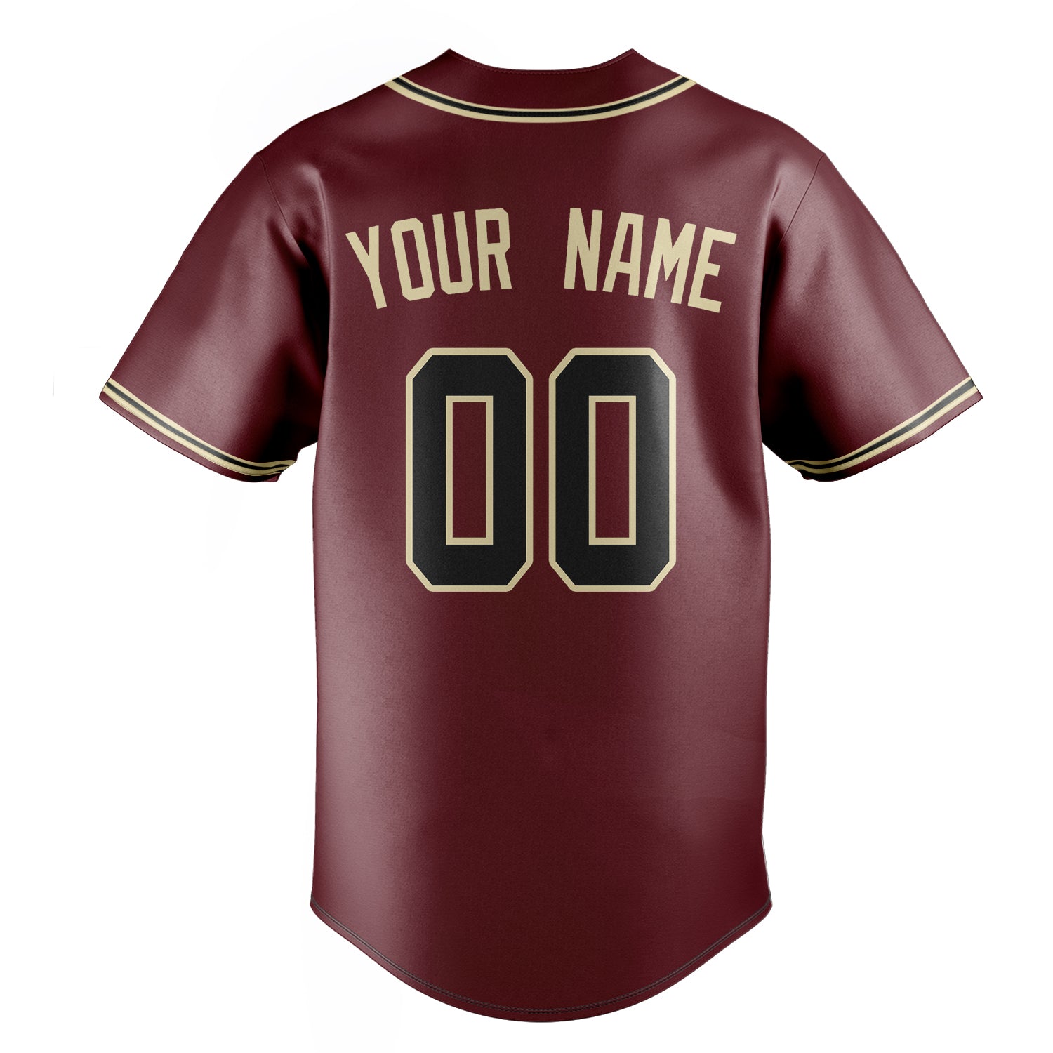 Personalized Burgundy & Cream Color Fan Baseball Jersey
