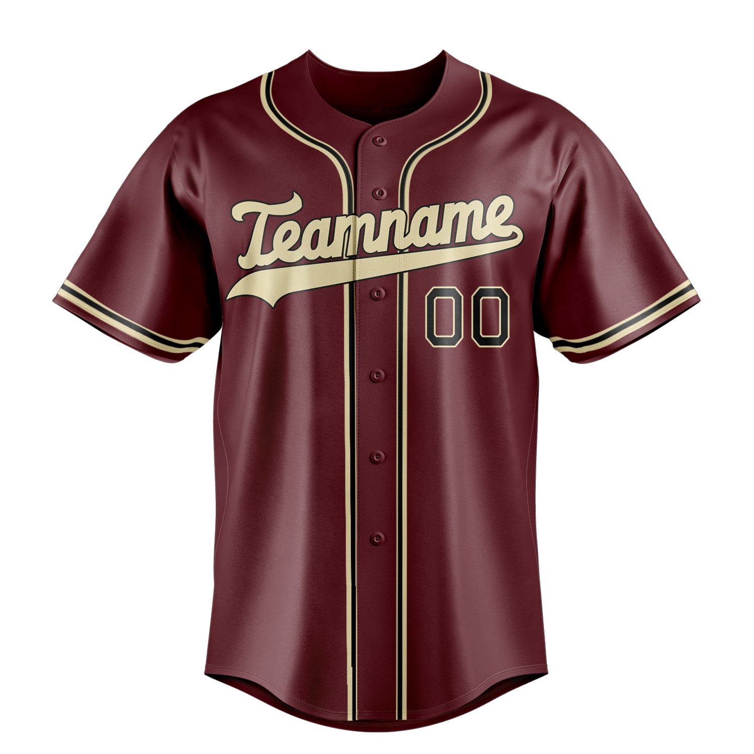 Personalized Burgundy & Cream Color Fan Baseball Jersey
