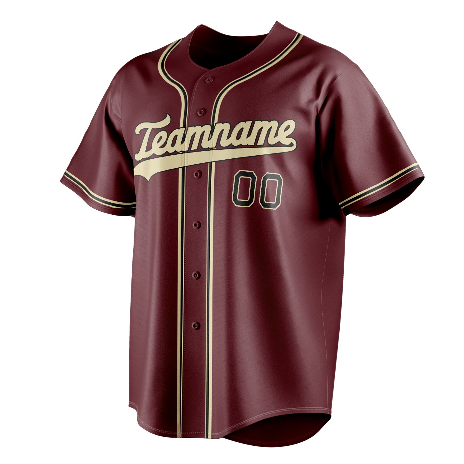 Personalized Burgundy & Cream Color Fan Baseball Jersey