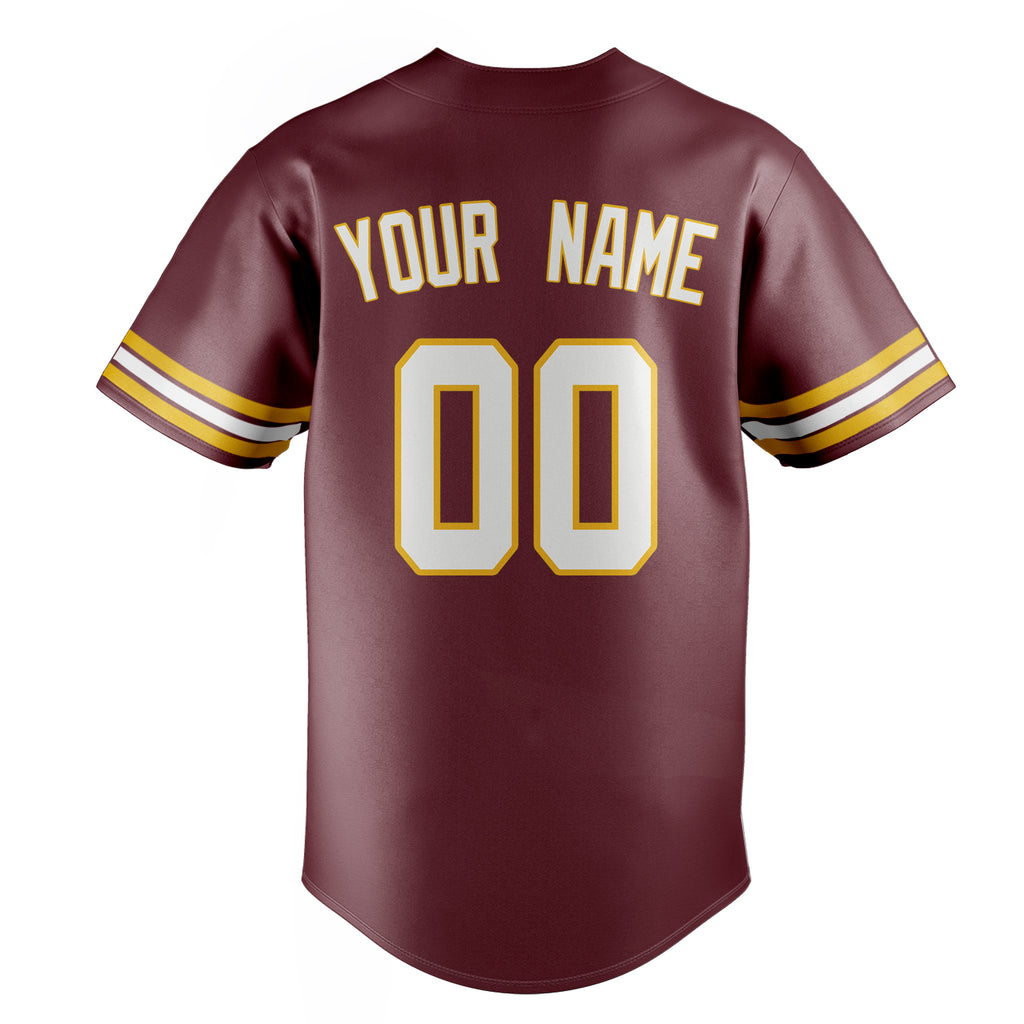 Personalized Burgundy & White Color Fan Baseball Jersey