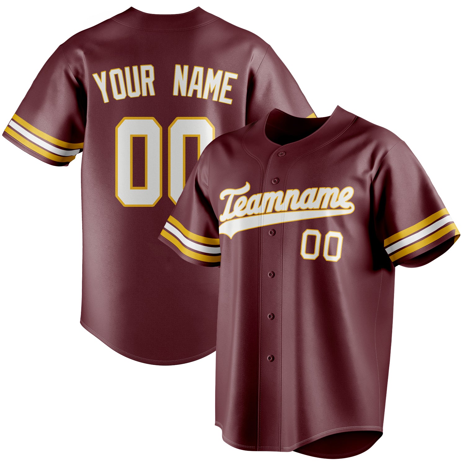 Personalized Burgundy & White Color Fan Baseball Jersey BB01240528CK103