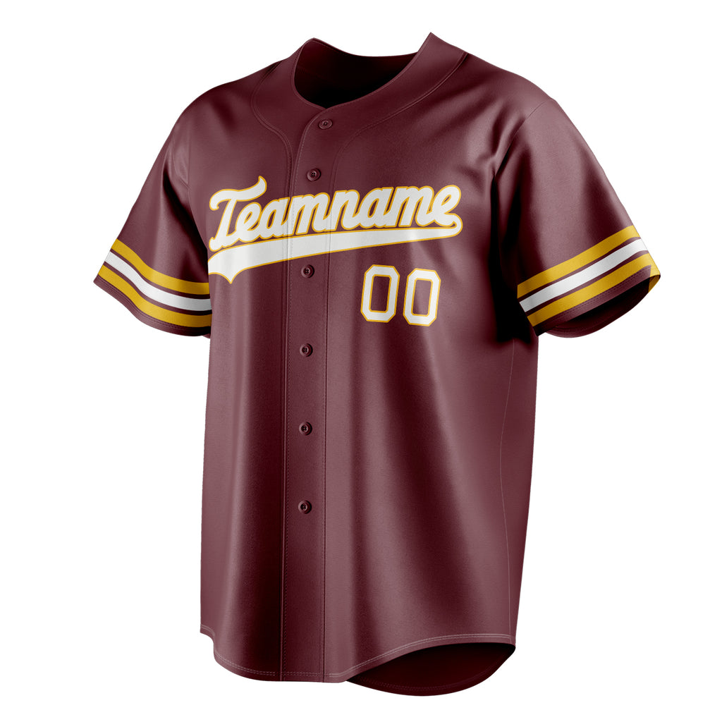 Personalized Burgundy & White Color Fan Baseball Jersey