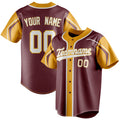 Personalized Burgundy & Gold 3 Colors Arm Shapes Fan Baseball Jersey BB01240528CK104