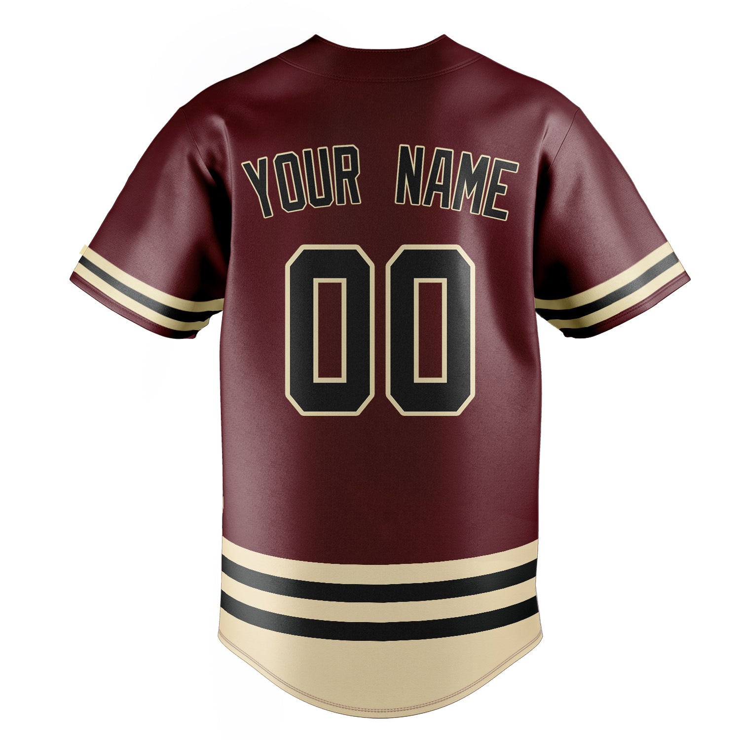 Personalized Burgundy & Black Double Stripe Fan Baseball Jersey