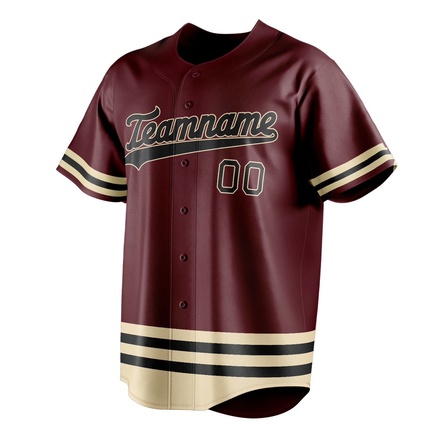 Personalized Burgundy & Black Double Stripe Fan Baseball Jersey