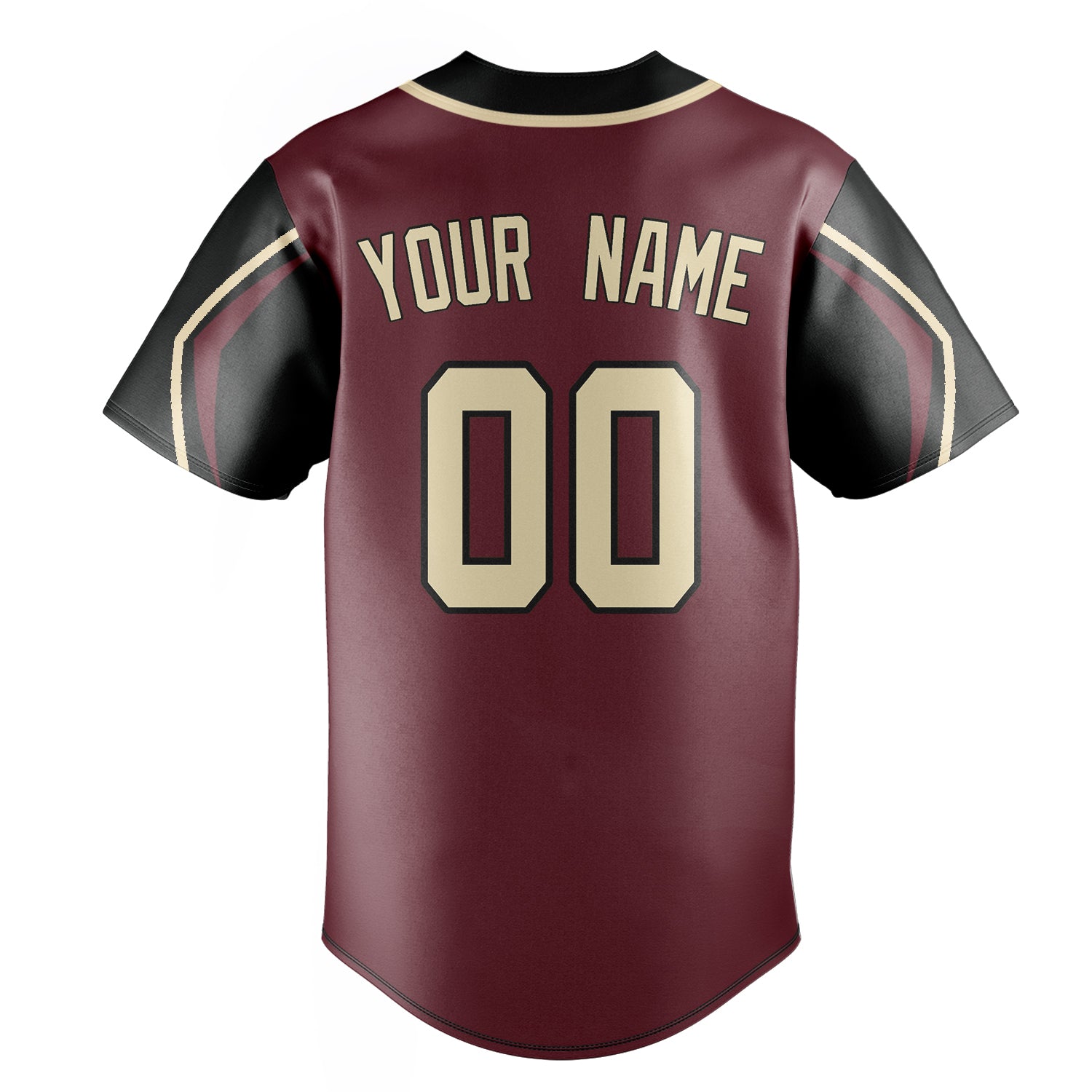 Personalized Burgundy & Cream 3 Colors Arm Shapes Fan Baseball Jersey