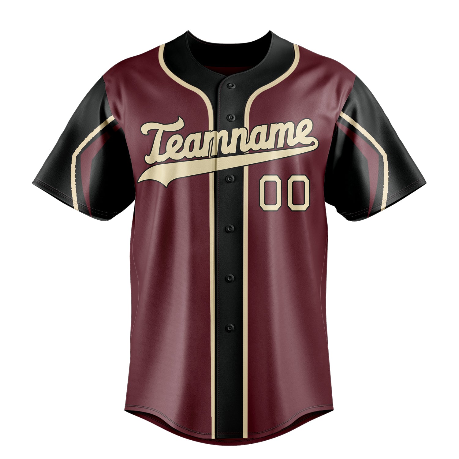 Personalized Burgundy & Cream 3 Colors Arm Shapes Fan Baseball Jersey