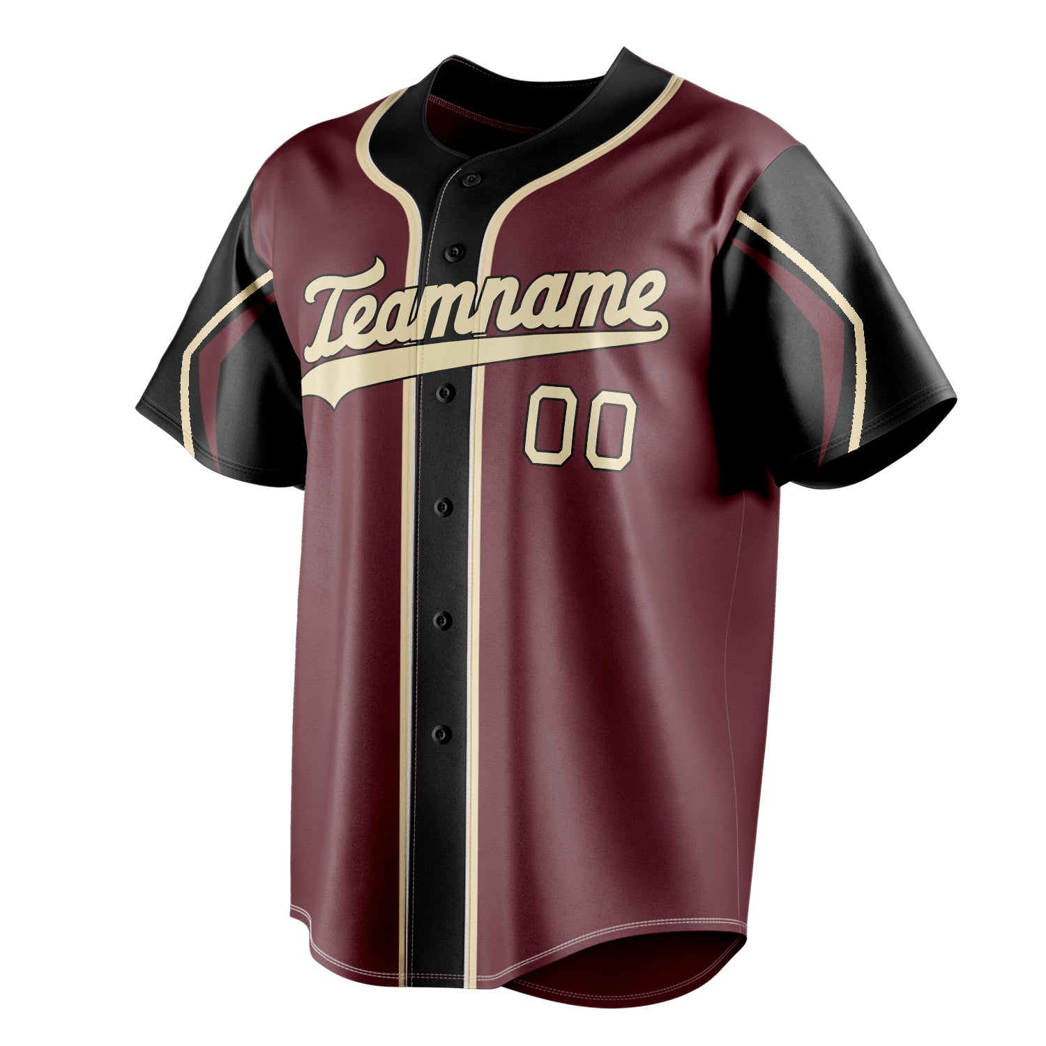 Personalized Burgundy & Cream 3 Colors Arm Shapes Fan Baseball Jersey