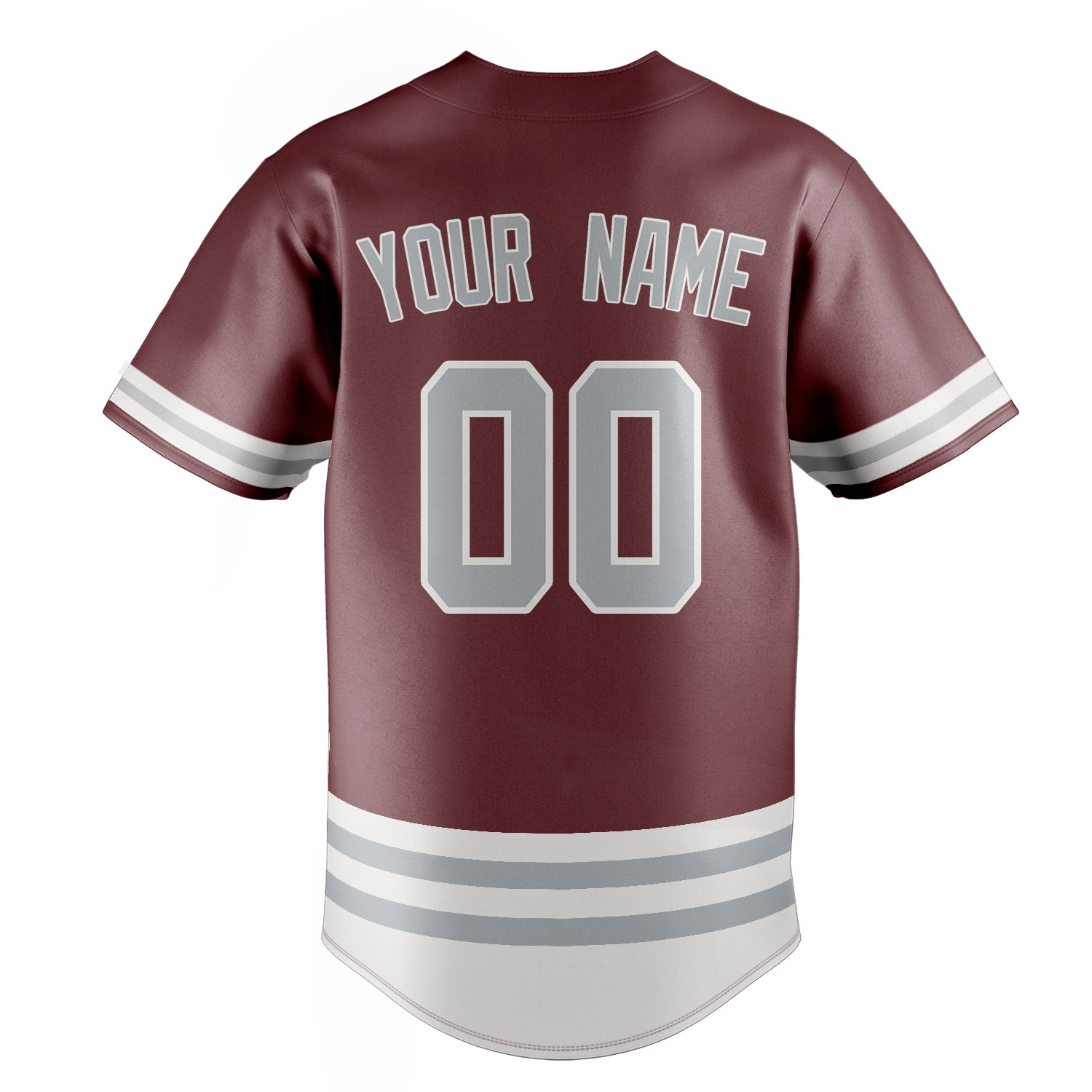 Personalized Burgundy & Gray Double Stripe Fan Baseball Jersey
