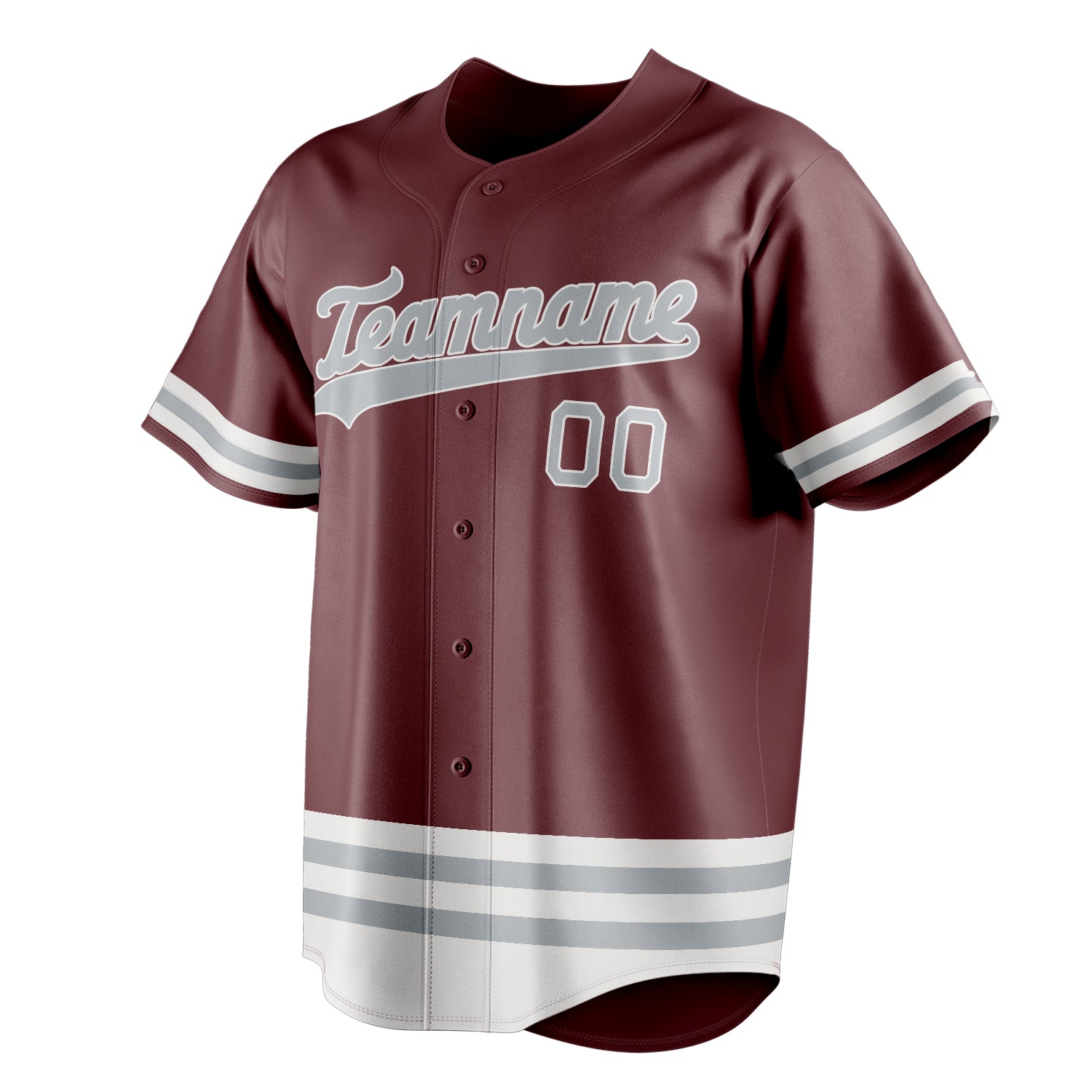 Personalized Burgundy & Gray Double Stripe Fan Baseball Jersey