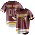 Personalized Burgundy & Old Gold Double Stripe Fan Baseball Jersey BB01240528CK108