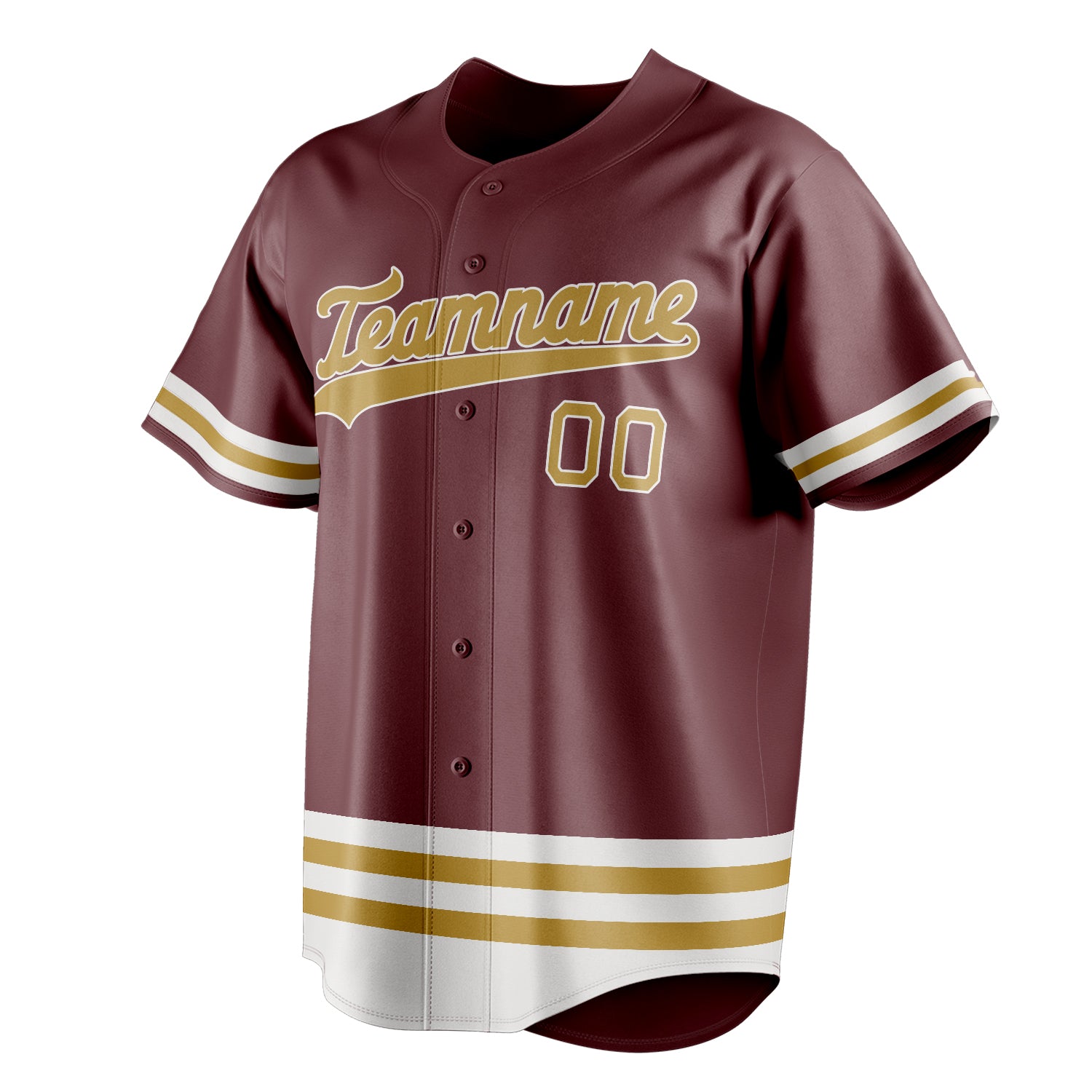 Personalized Burgundy & Old Gold Double Stripe Fan Baseball Jersey