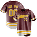 Personalized Burgundy & Gold Double Stripe Fan Baseball Jersey BB01240528CK109