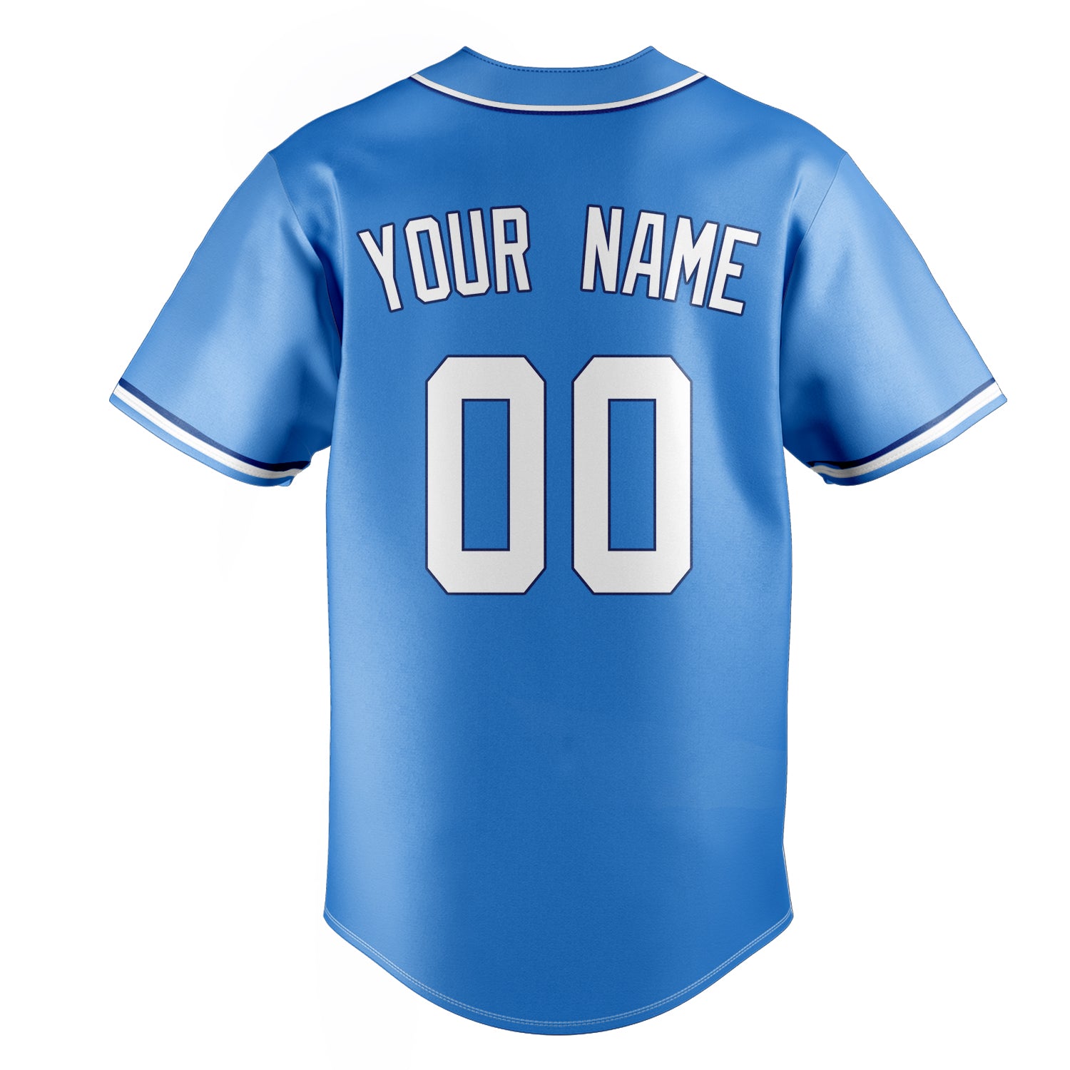 Personalized Electric Blue & White Color Fan Baseball Jersey
