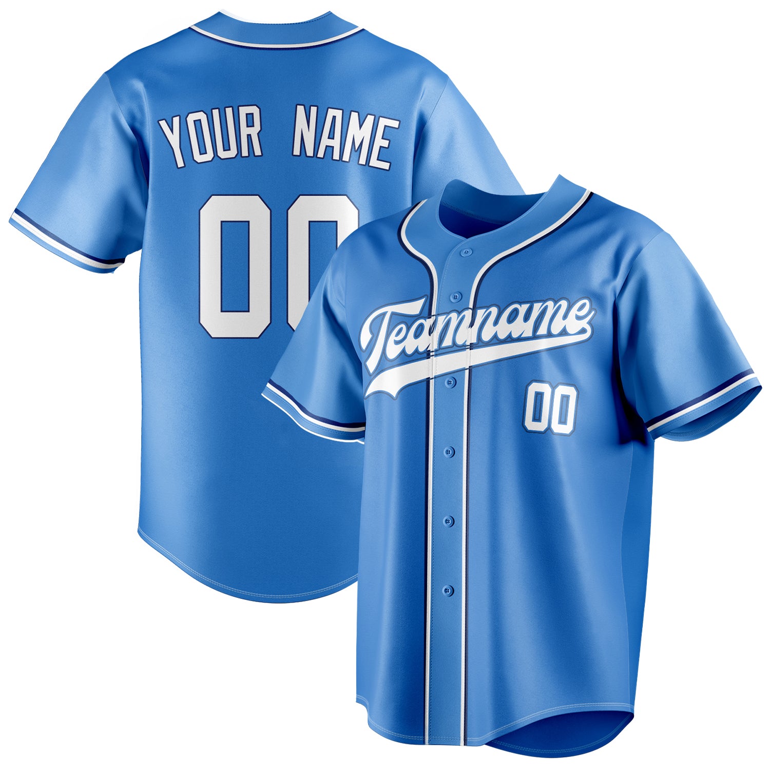 Personalized Electric Blue & White Color Fan Baseball Jersey BB01240528JZ185