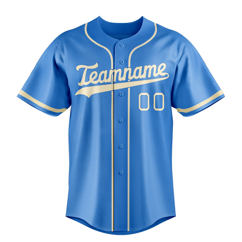 Personalized Electric Blue & Cream Color Fan Baseball Jersey