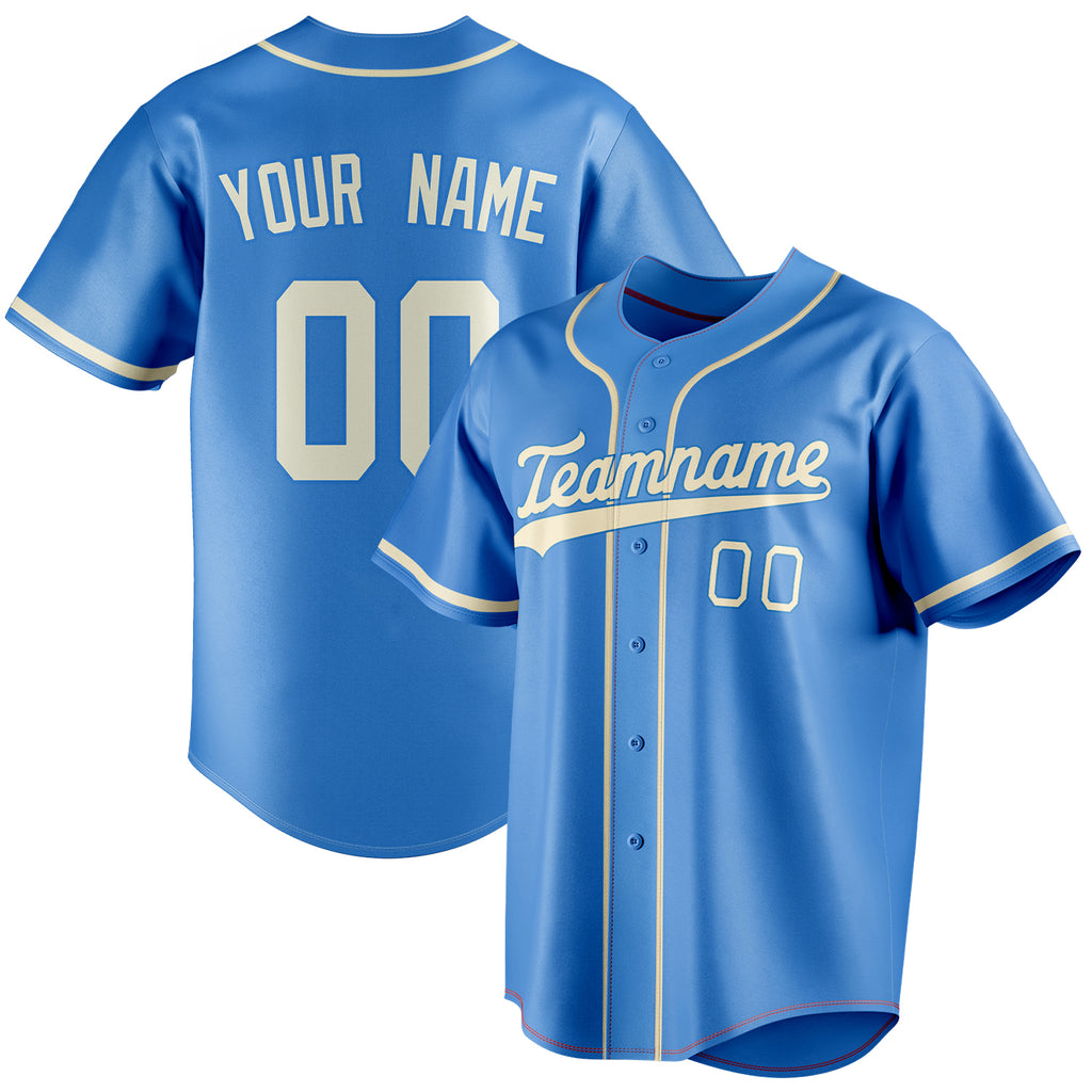 Personalized Electric Blue & Cream Color Fan Baseball Jersey BB01240528JZ186