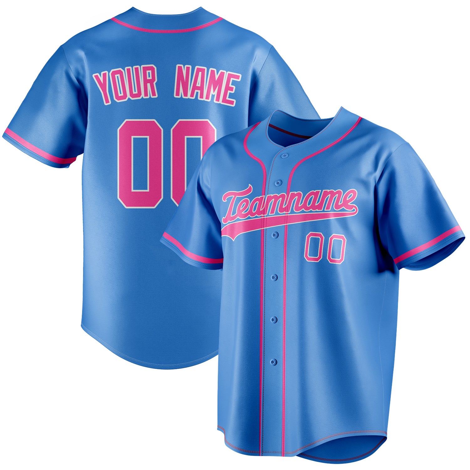 Personalized Electric Blue & Pink Color Fan Baseball Jersey BB01240528JZ187