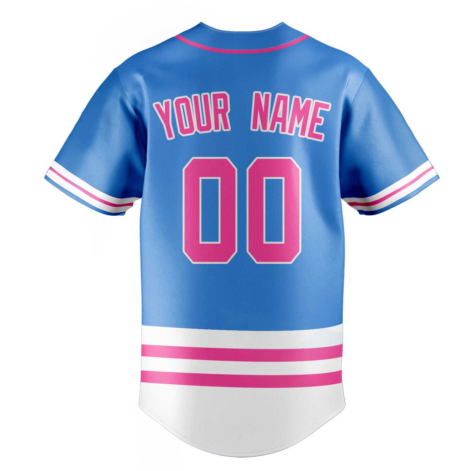 Personalized Electric Blue & Pink Double Stripe Fan Baseball Jersey