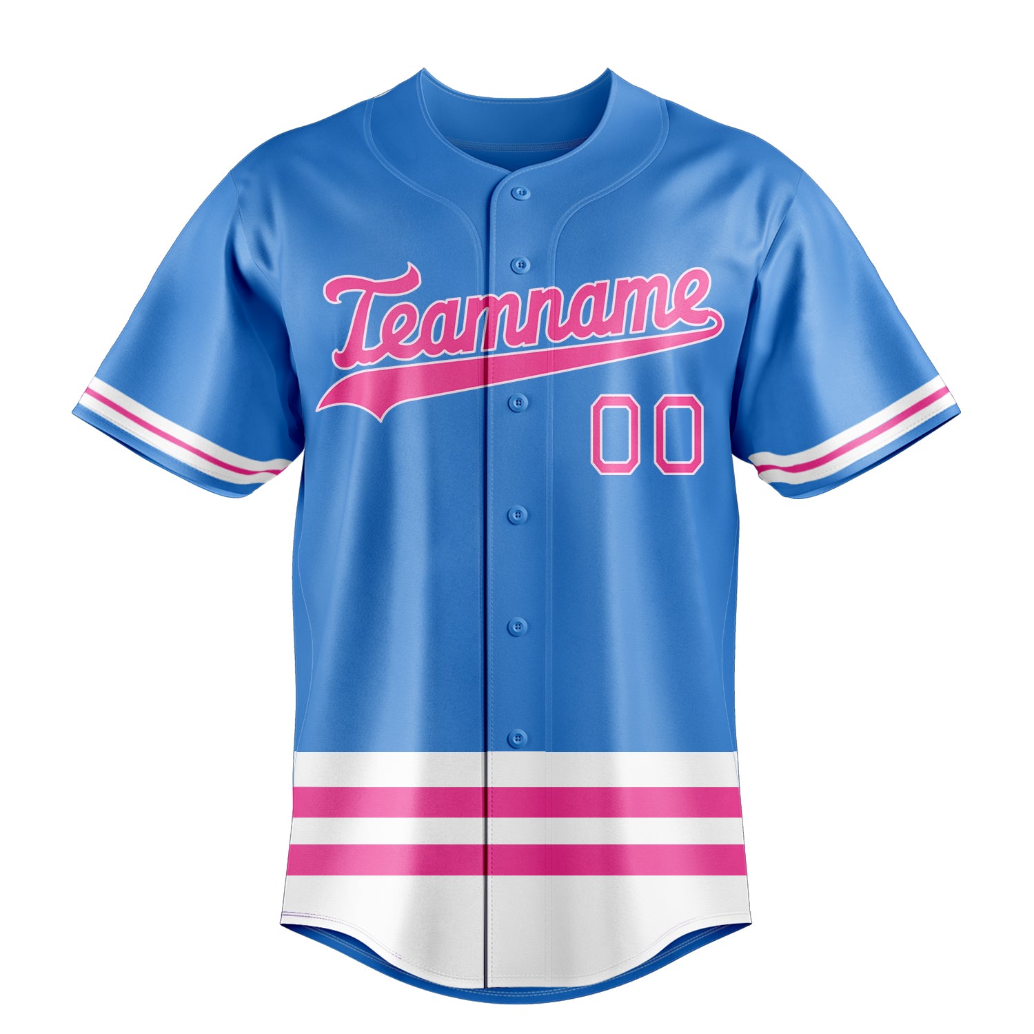 Personalized Electric Blue & Pink Double Stripe Fan Baseball Jersey