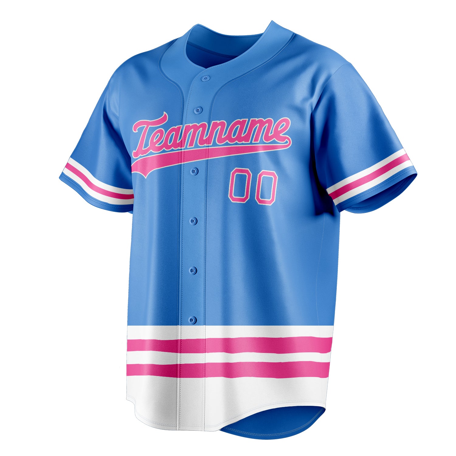 Personalized Electric Blue & Pink Double Stripe Fan Baseball Jersey