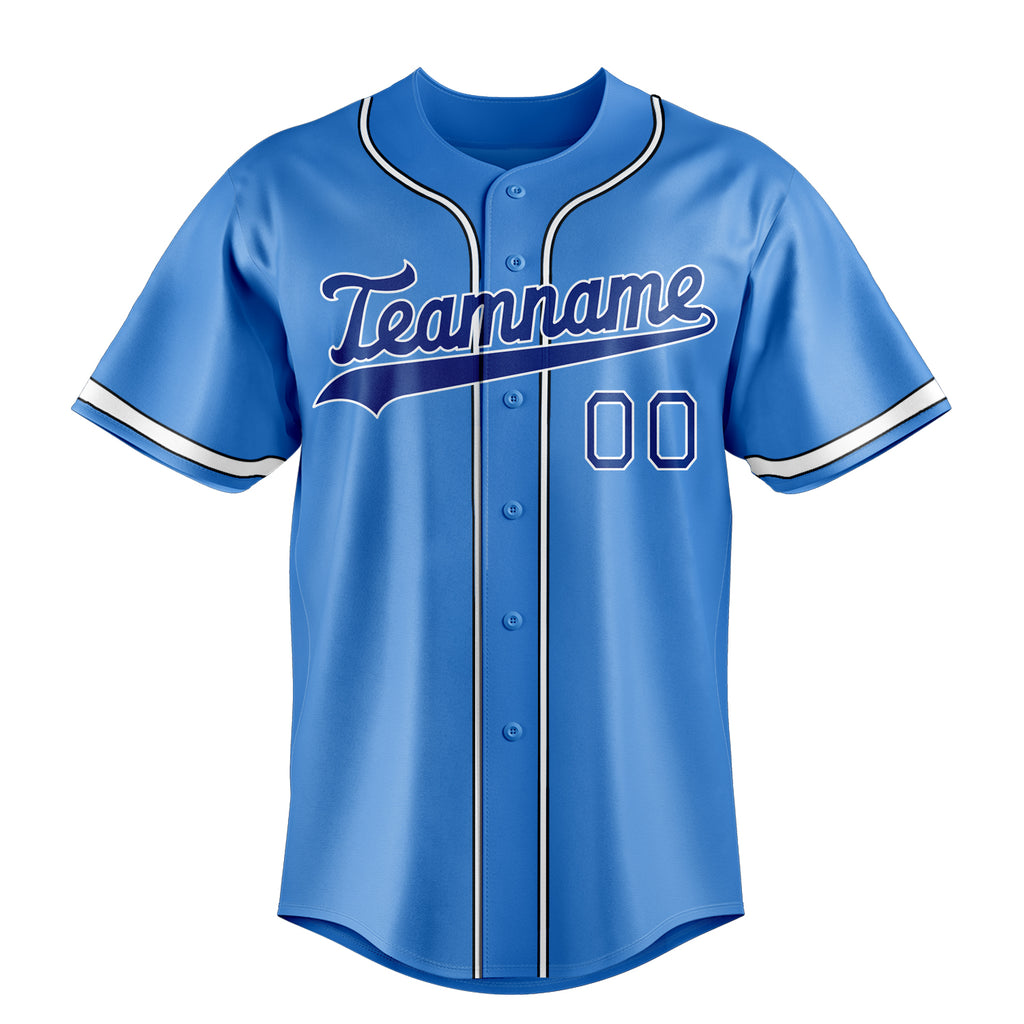 Personalized Electric Blue & Navy Color Fan Baseball Jersey
