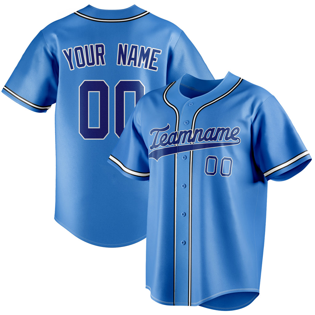 Personalized Electric Blue & Navy Color Fan Baseball Jersey BB01240528JZ189