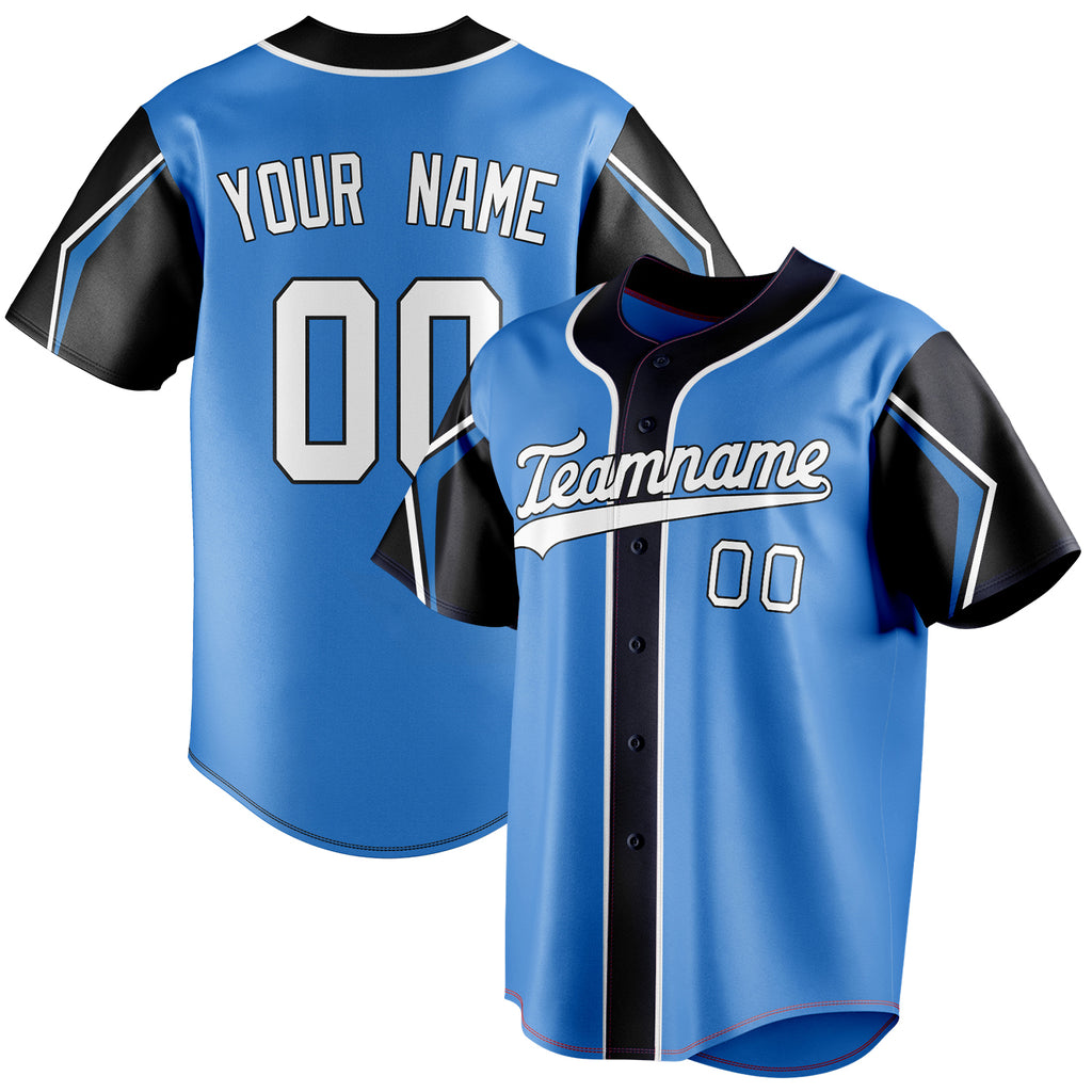 Personalized Electric Blue & Navy 3 Colors Arm Shapes Fan Baseball Jersey BB01240528JZ190
