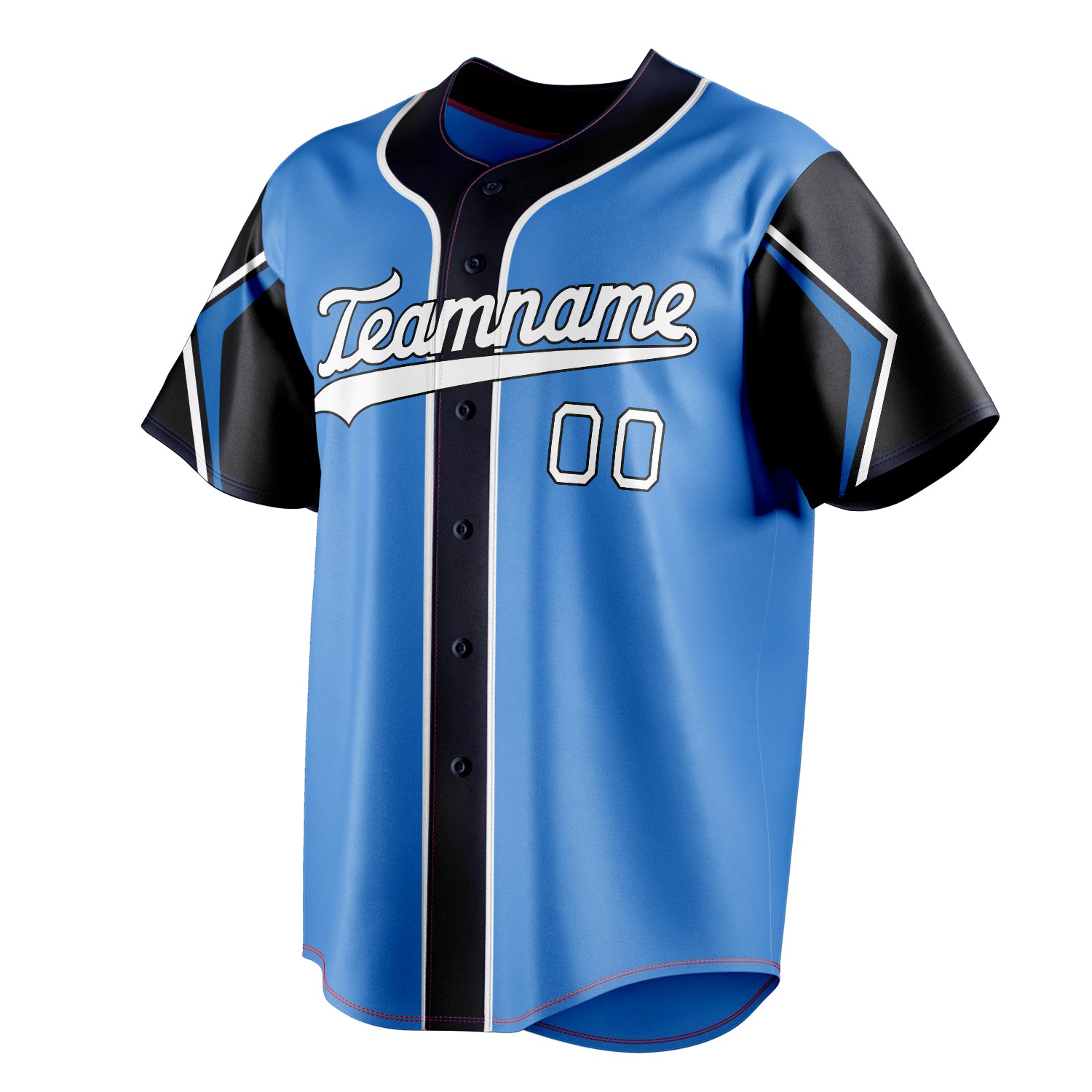 Personalized Electric Blue & Navy 3 Colors Arm Shapes Fan Baseball Jersey
