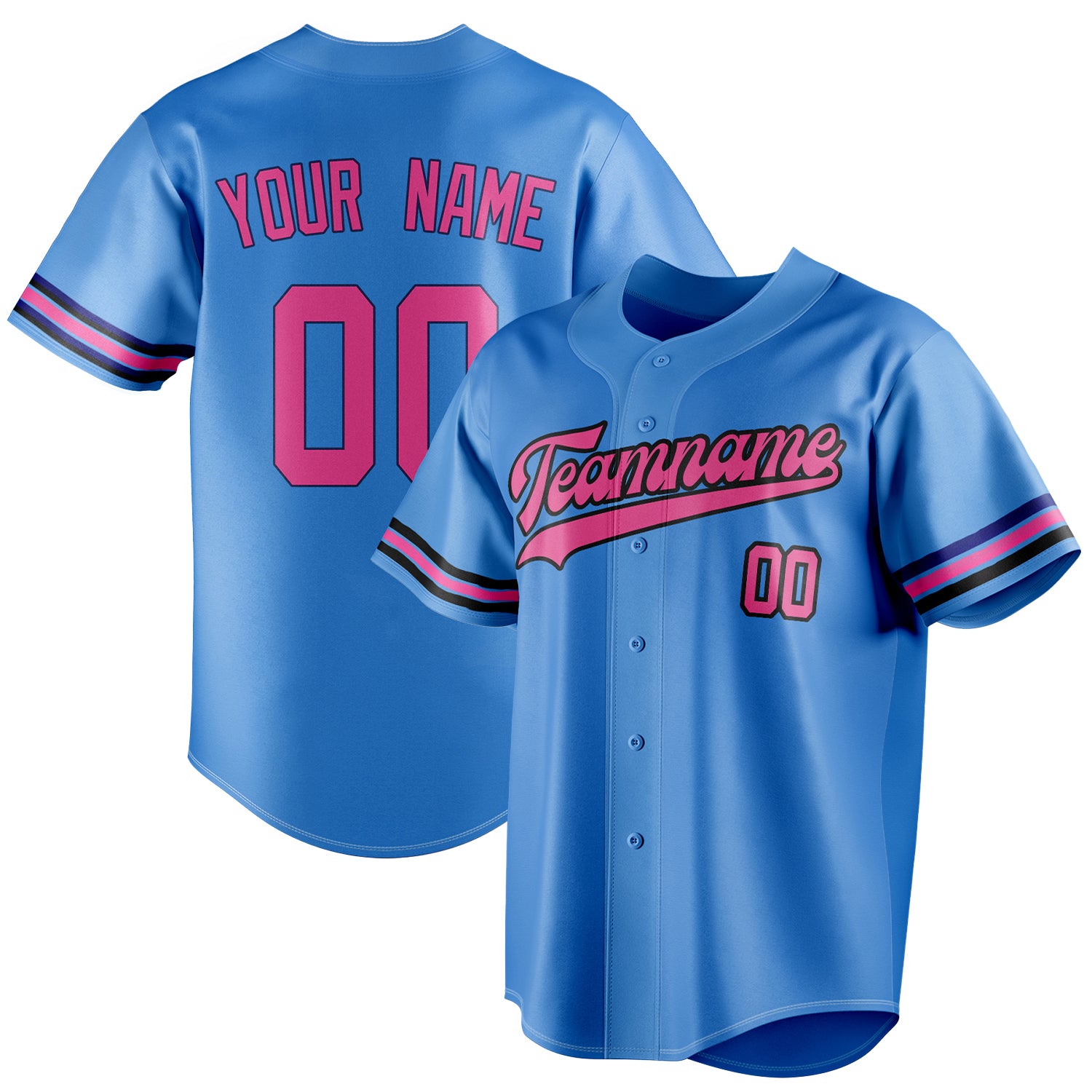 Personalized Electric Blue & Pink Color Fan Baseball Jersey BB01240528JZ191