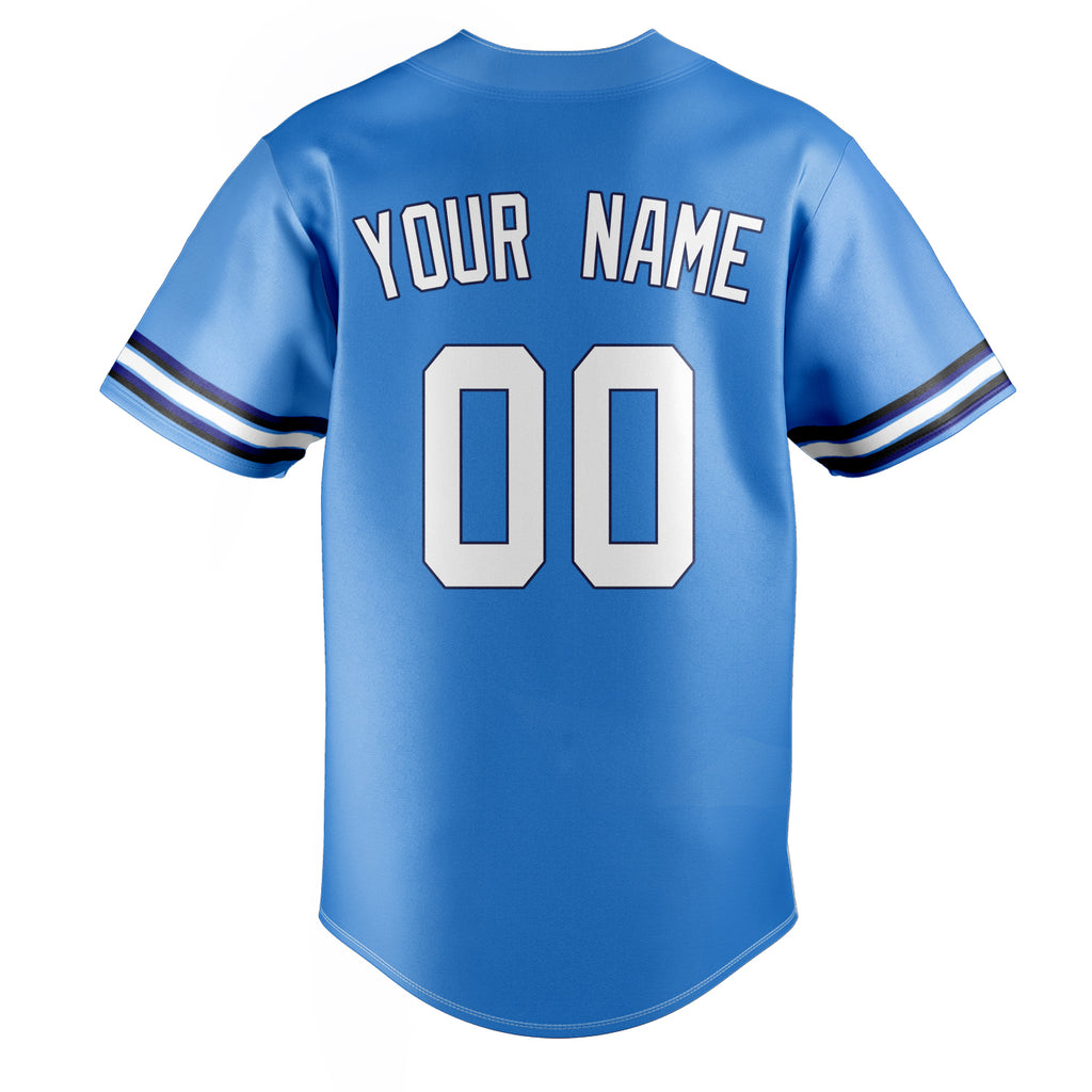 Personalized Electric Blue & White Color Fan Baseball Jersey
